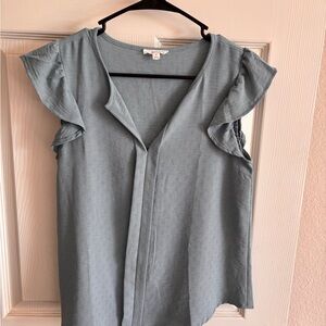 Mine Women's Flutter Sleeve Blouse - Soft Blue